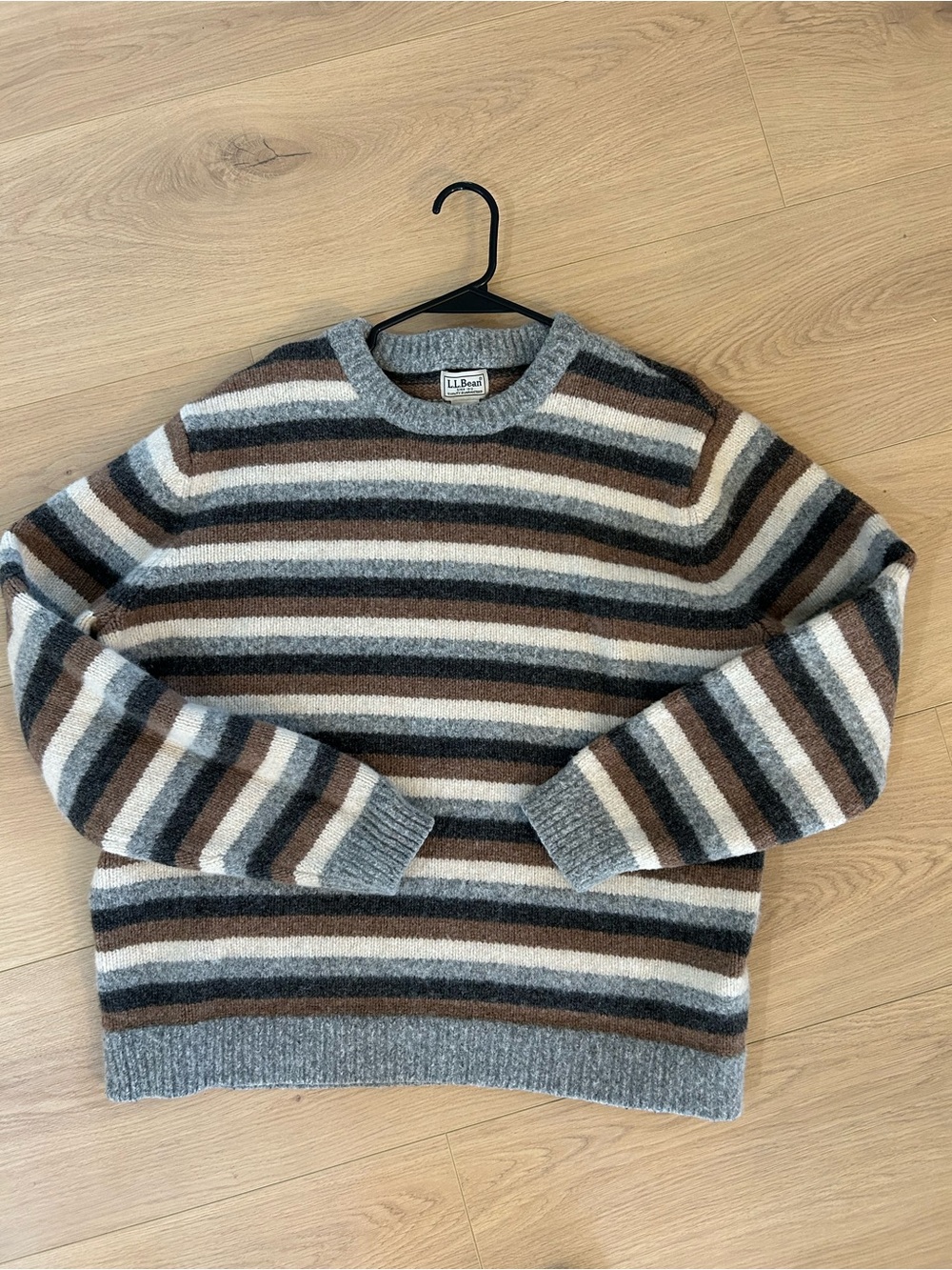 Men’s Vintage Wool  L.L Bean Men's Striped Crewneck Sweater Gray. Sz XXL READ